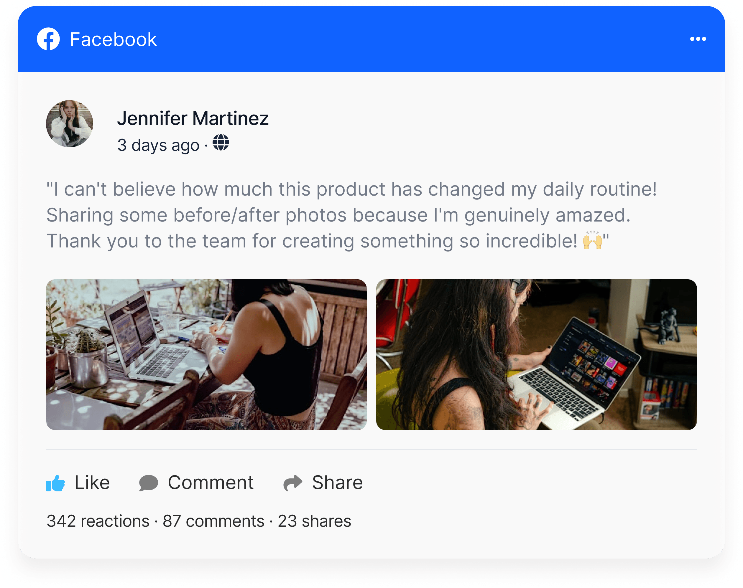 Facebook UGC example